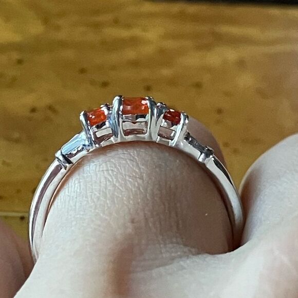 Natural Fire Opal Sterling Silver Ring Size 8 - Picture 2 of 9